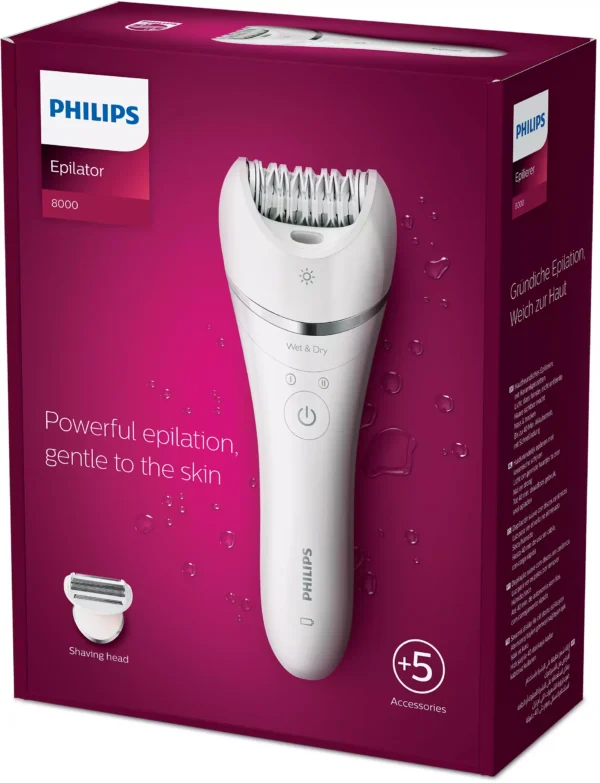 Philips epilaator Series 8000, märg- ja kuivkasutus, valge - Image 2