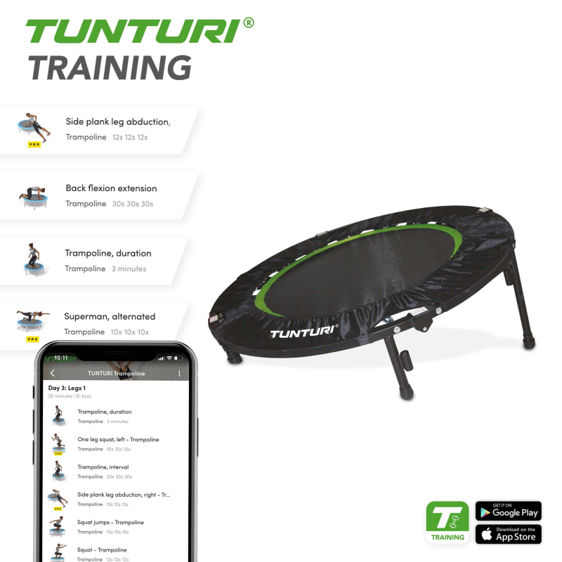 Batuut TUNTURI 4-folding Fitness Trampoline - Image 4